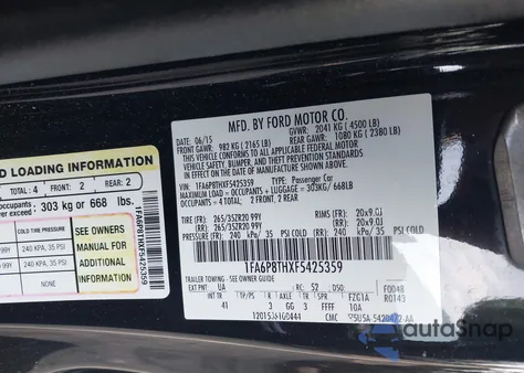 2015 Ford Mustang Ecoboost z USA, uszkodzony, nr VIN 1FA6P8THXF5425359